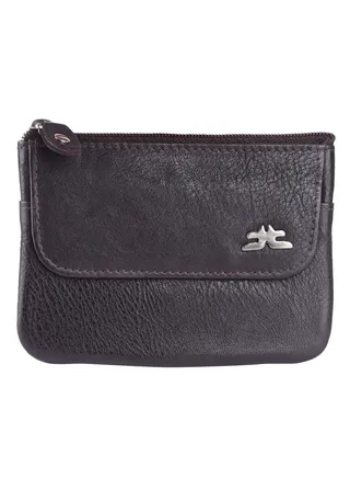 Laveri Leather Coin Purse With Key Chain Tassel Brown 