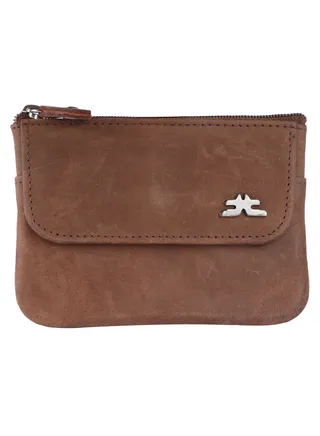 Laveri Leather Coin Purse With Key Chain Brown Hunnter 