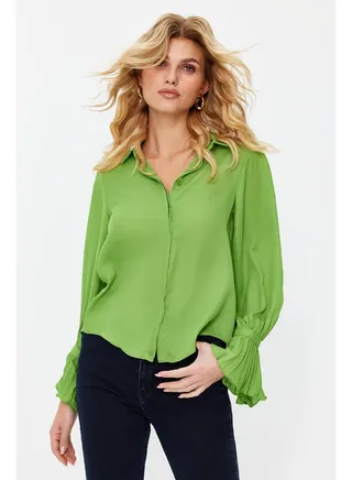 Khaki Spanish Sleeve Woven Shirt TWOAW22GO0487 