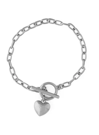 Puffed Heart T-Bar Chain Bracelet 