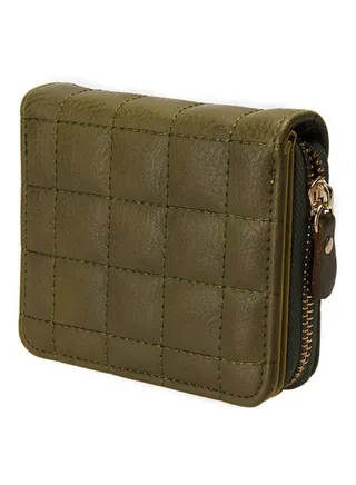 Plaid Detailed Wallet Green 