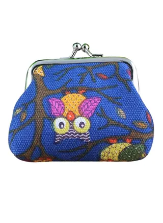 Cute Owl Printed Coin Purse Dark Blue 