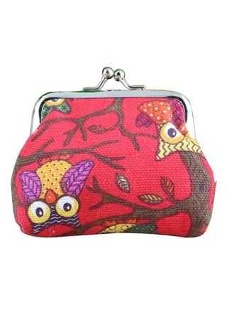 Cute Owl Printed Coin Purse Red 