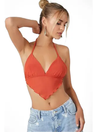 Mesh Open-Back Halter Top 
