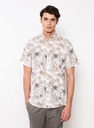 Regular Fit Short Sleeve Patterned Men's Shirt 