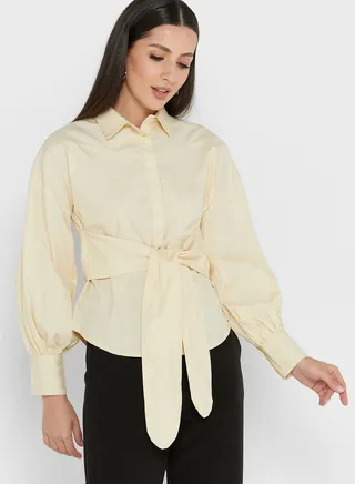 Oversized Tie Waist Detail Top