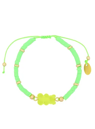 Cindy Gummy Bear Bracelet Lime Green/Gold Plated 