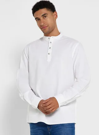 Grandad Collar Linen Shirt