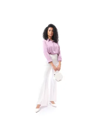 Stan Shirt with Classic Turn Down Neck - Purple 