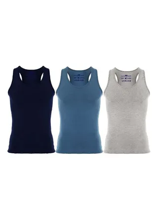 Bundle Of Three Solid Sleeveless Comfy Undershirts Multicolour 