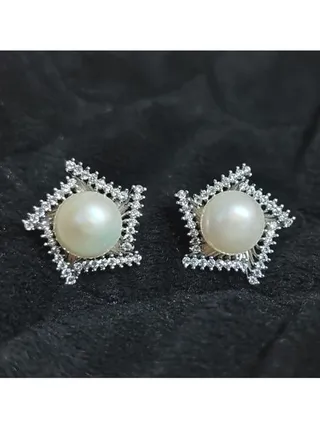 Dazzling Platinum Plated Earrings with Cubic Zircon Stones 
