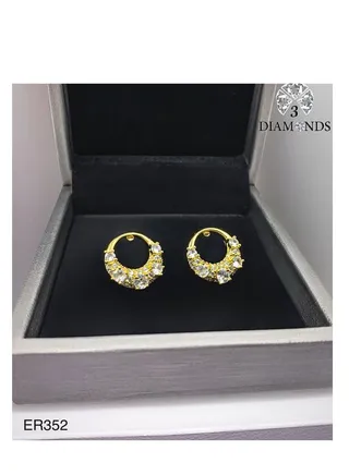Gold Plated Earring With Zircon Lobes-high Quality 