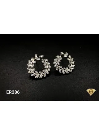 3diamond Platinum Plated Earring For Women Cubic Zircon Stone 
