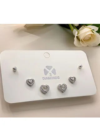 High-Quality Platinum Plated 3-Piece Piercing Earring Set – Exquisite Style, Hypoallergenic, Durable, Perfect Gift for Women 
