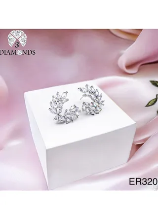 Platinum And Rhodium Plated Earrings With Zircon Stones-elegant Design 