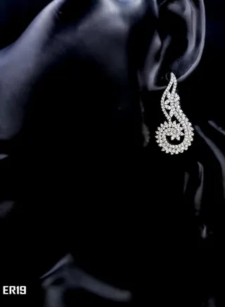 3diamond Platinum Plated Earring For Women Cubic Zircon Stone 