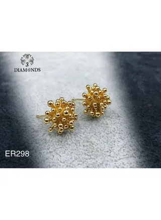 3diamond Gold Plated Earring For Women Cubic Zircon Stone 