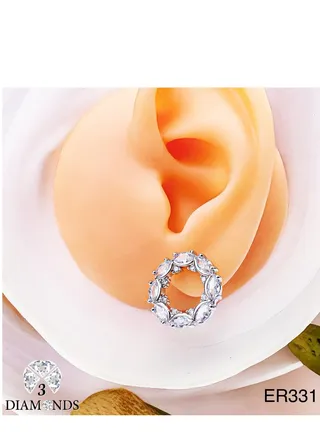 Platinum And Rhodium Plated Earrings With Zircon Stones-elegant Design 