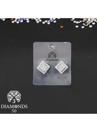 3diamond Platinum Plated Earring For Women Cubic Zircon Stone 