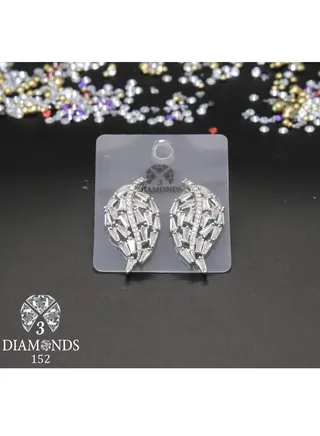 3diamond Platinum Plated Earring For Women Cubic Zircon Stone 