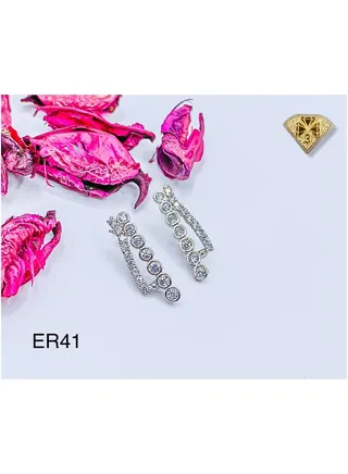 3diamond Platinum Plated Earring For Women Cubic Zircon Stone 