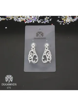 3diamond Platinum Plated Earring For Women Cubic Zircon Stone 
