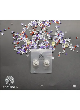 3diamond Platinum Plated Earring For Women Cubic Zircon Stone 