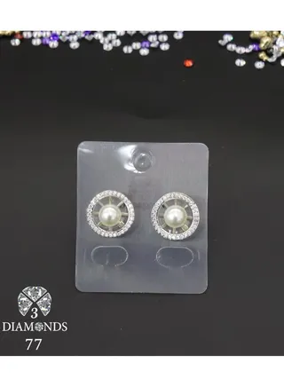 3diamond Platinum Plated Earring For Women Cubic Zircon Stone 