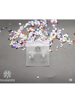 3diamond Platinum Plated Earring For Women Cubic Zircon Stone 