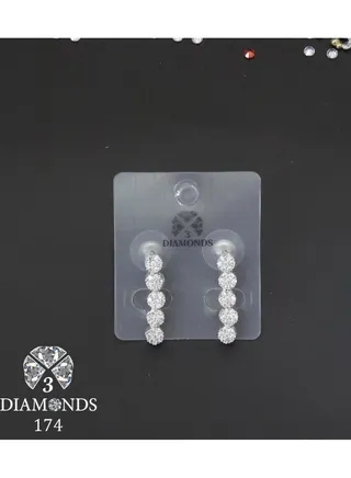 3diamond Platinum Plated Earring For Women Cubic Zircon Stone 