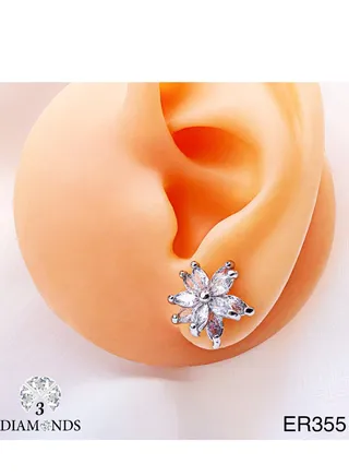Platinum And Rhodium Plated Earrings With Zircon Stones-elegant Design 
