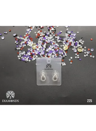 3diamond Platinum Plated Earring For Women Cubic Zircon Stone 