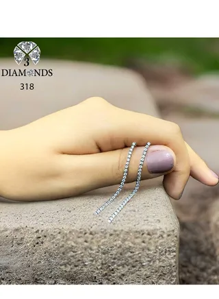 Platinum And Rhodium Plated Earrings With Zircon Stones-elegant Design 