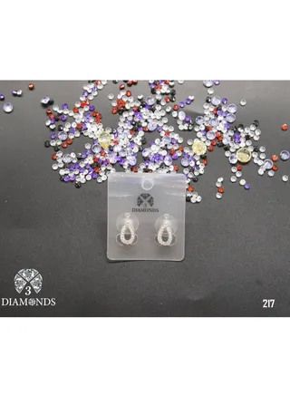 3diamond Platinum Plated Earring For Women Cubic Zircon Stone 