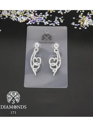 3diamond Platinum Plated Earring For Women Cubic Zircon Stone 