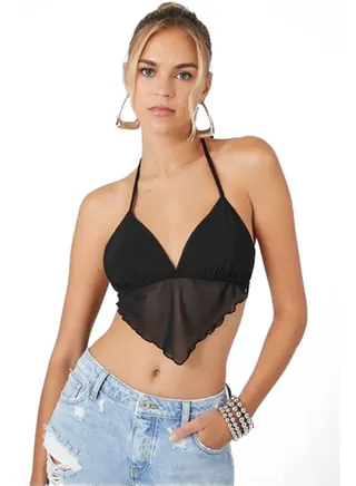 Mesh Open-Back Halter Top 