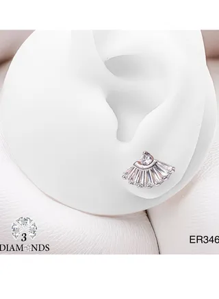 Platinum And Rhodium Plated Earrings With Zircon Stones-elegant Design 