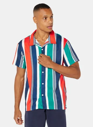 Stripe Relaxed Collar Shirt