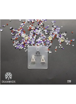 3diamond Platinum Plated Earring For Women Cubic Zircon Stone 