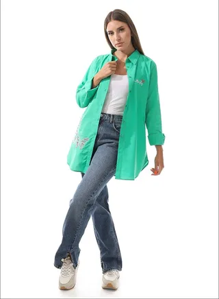 Musical Embroidered Pattern Shirt 