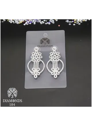 3diamond Platinum Plated Earring For Women Cubic Zircon Stone 