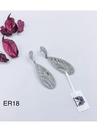 3diamond Platinum Plated Earring For Women Cubic Zircon Stone 