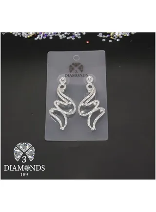 3diamond Platinum Plated Earring For Women Cubic Zircon Stone 