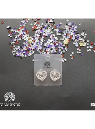 3diamond Platinum Plated Earring For Women Cubic Zircon Stone 