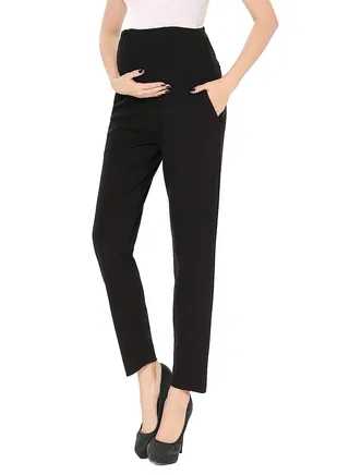 Maternity Pants Comfortable Stretch Over-Bump Women Pregnancy Casual Capris for Work 