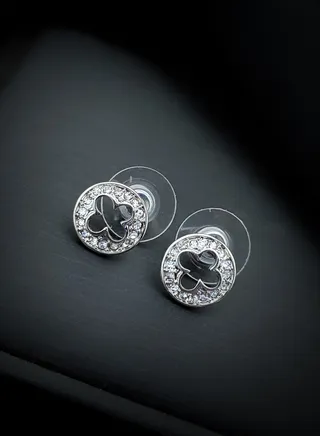 Earring (Prima) cubic zirconia  for women from Butterfly Shenoute - silver color 205 