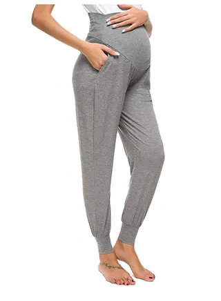 Women's Maternity Pants Over Belly Lounge Pajamas Clothes Pregnancy Must Haves Joggers with Pockets 