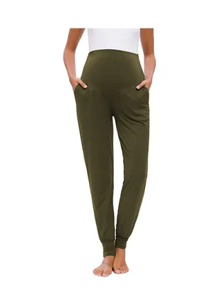 Women's Maternity Pants Over Belly Lounge Pajamas Clothes Pregnancy Must Haves Joggers with Pockets 