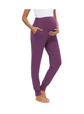 Women's Maternity Pants Over Belly Lounge Pajamas Clothes Pregnancy Must Haves Joggers with Pockets 