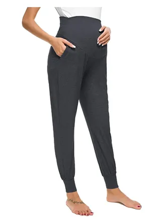 Women's Maternity Pants Over Belly Lounge Pajamas Clothes Pregnancy Must Haves Joggers with Pockets 